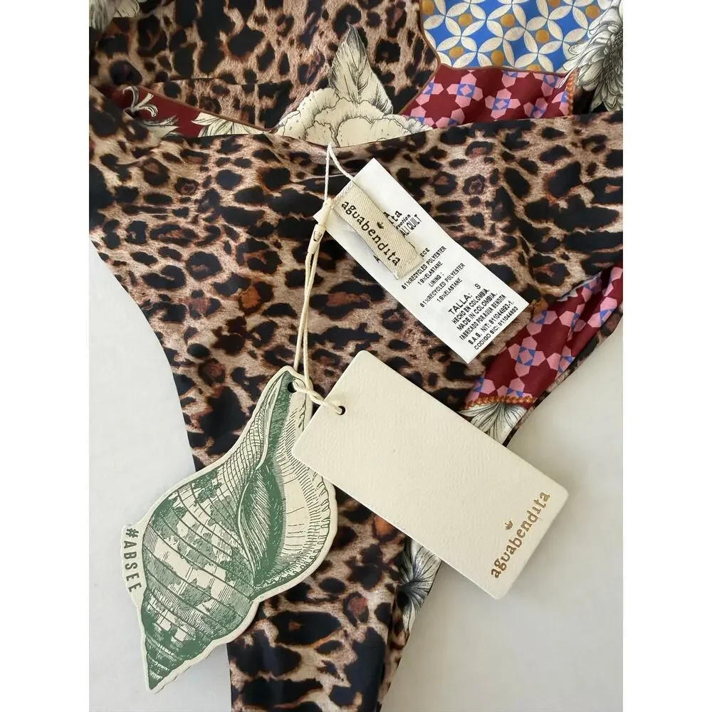 Agua Bendita One Piece Reversible Kali Quilt Animal Print size S NWT *Imperfect